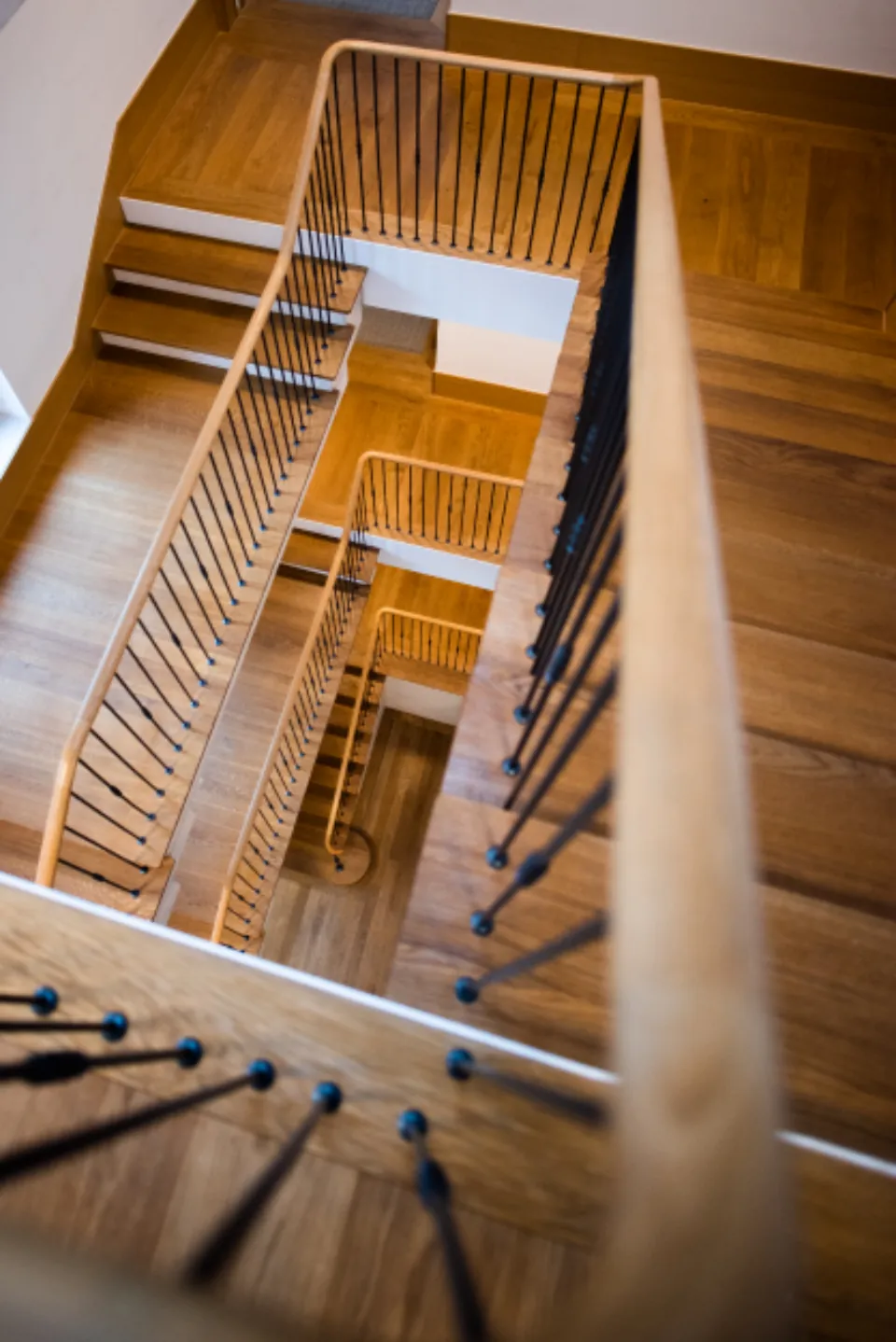 Wood staircase seen from above