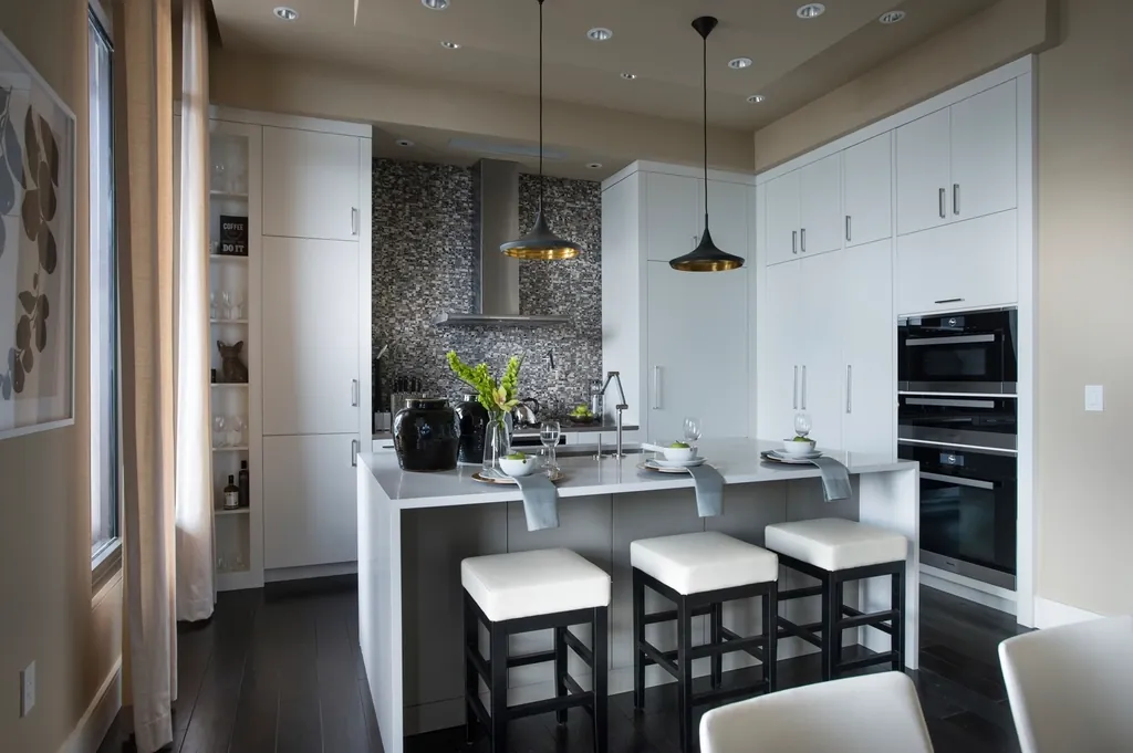 Bright modern kitchen with island seating