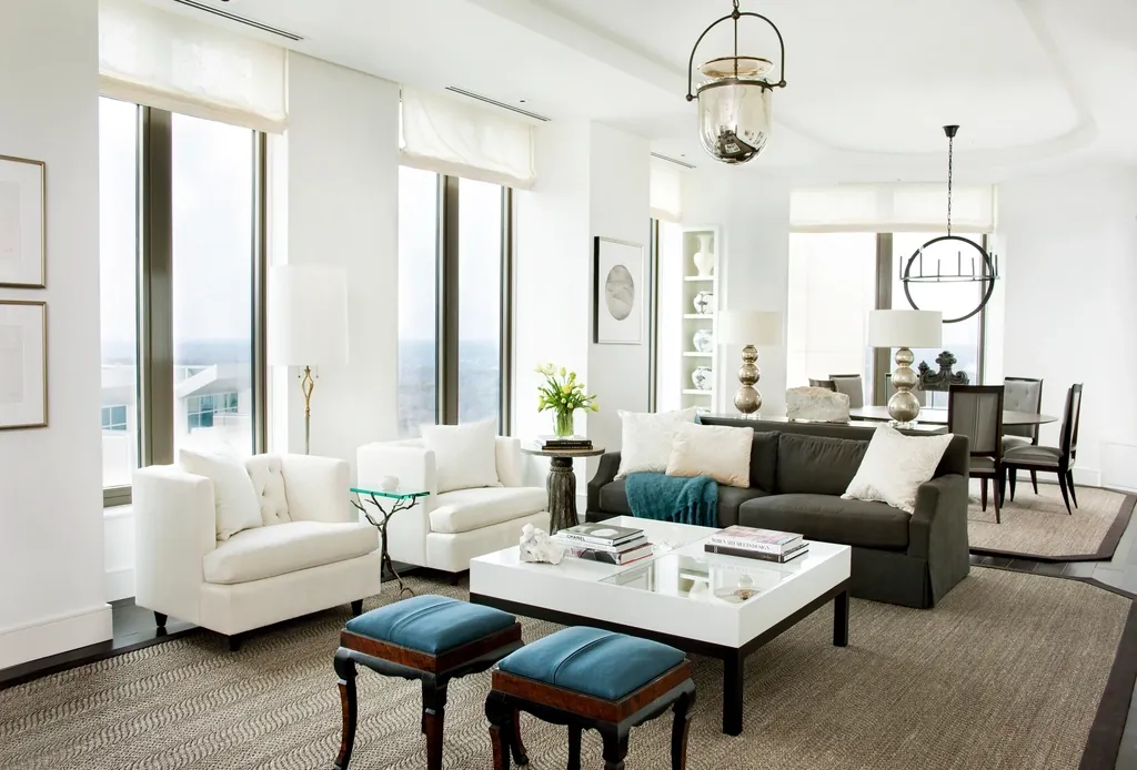 Renovated living room with tailored furnishings and natural light